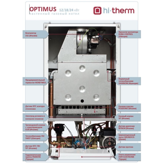Котел газовий Hi-Therm OPTIMUS 12 кВт, изображение 2
