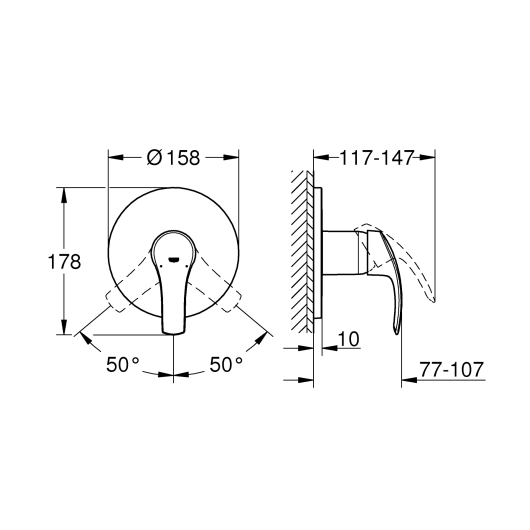 Змішувач прихованого монтажу для 1 споживача Grohe Eurosmart (24042002), изображение 3