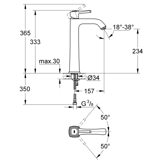 Змішувач на стільницю для раковини XL-розміру Grohe Grandera (23313000), изображение 5