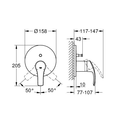 Змішувач прихованого монтажу на 2 споживача Grohe Eurosmart (24043002), изображение 2
