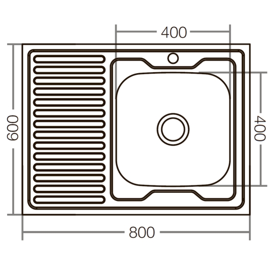 Кухонна мийка накладна ZerixZ8060R-04-160E (Satin) (ZX1619), изображение 3
