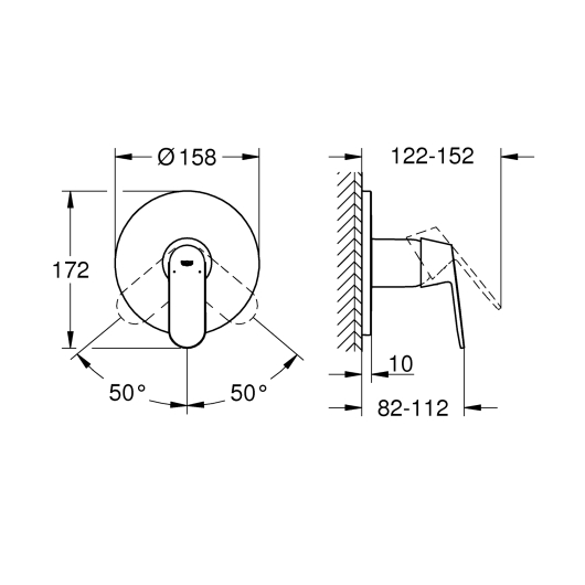 Змішувач прихованого монтажу для 1 споживача Grohe Eurosmart Cosmopolitan (24044000), изображение 3