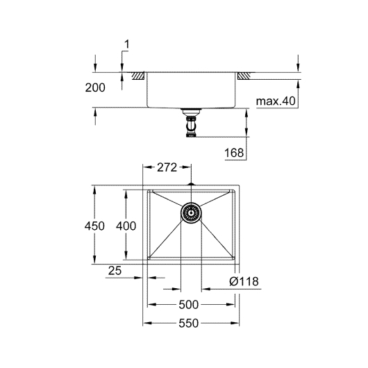 Мийка для кухні із нержавіючої сталі Grohe K700U (31574SD1), изображение 6