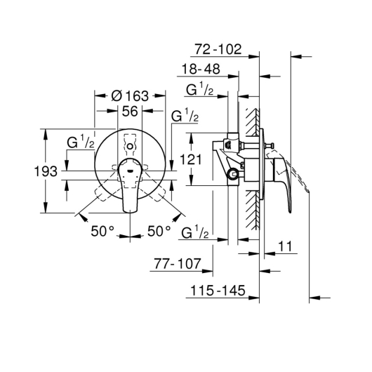 Змішувач прихованого монтажу на 2 споживача Grohe Eurosmart New (33305003), изображение 4
