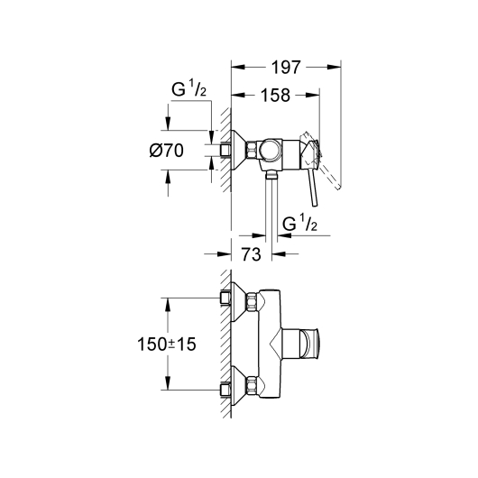 Змішувач для душу Grohe BauClassic (32867000), изображение 2