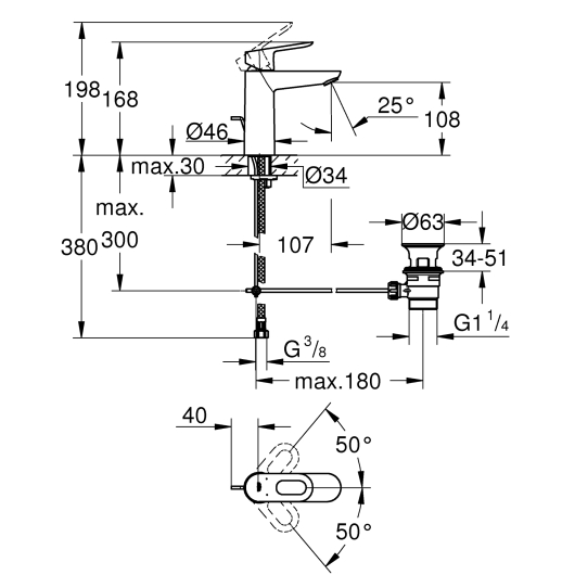 Змішувач для раковини M-розміру Grohe BauLoop (23762000), изображение 7