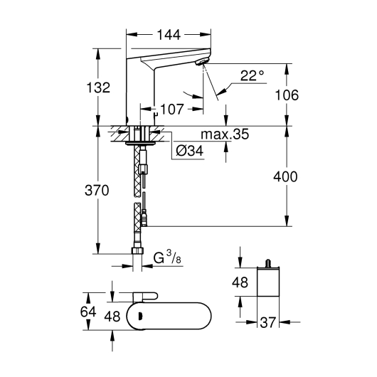 Змішувач для раковини з сенсорним керуванням Grohe Eurosmart CE (36327001), изображение 9