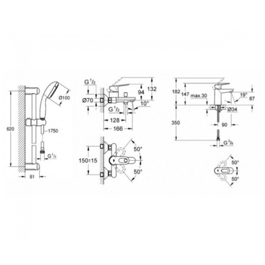 Набір змішувачів для ванни S-Size Grohe BauLoop (UA123214S1), изображение 2