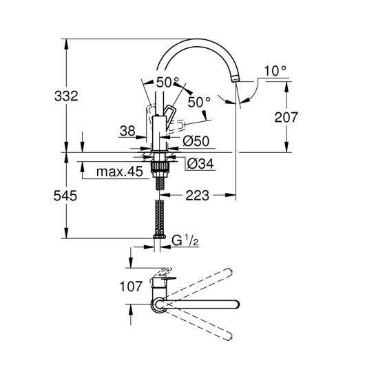 Змішувач для кухні Grohe BauLoop New (31232001), изображение 3