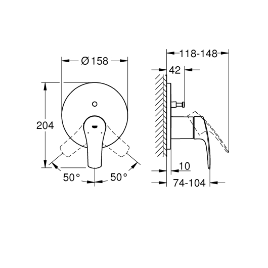 Змішувач прихованого монтажу на 2 споживача Grohe Eurosmart New (24043003), изображение 4