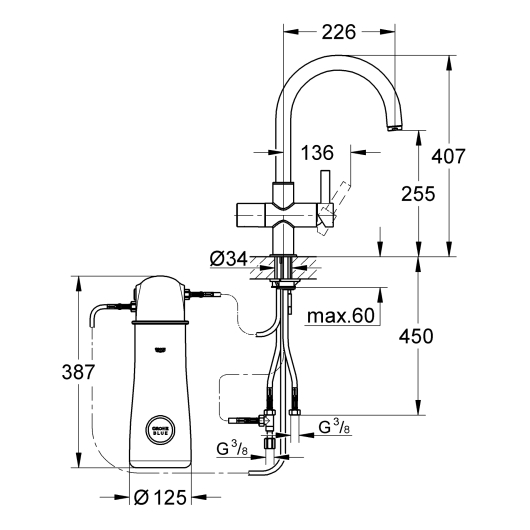 Змішувач для кухні з підключенням до фільтру Grohe Blue Pure (33251000), изображение 11