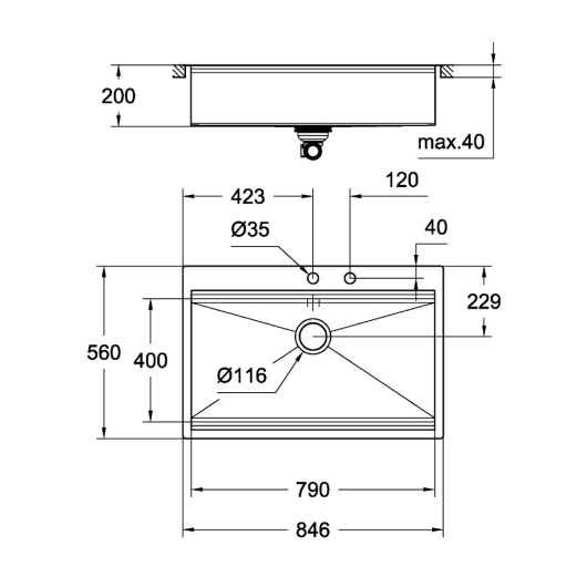 Мийка кухонна Grohe EX Sink K800 подвійна (90 cm) (31584SD0), изображение 3