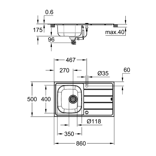 Комплект кухонної мийки і змішувача Grohe K200 (31562SD1), изображение 3