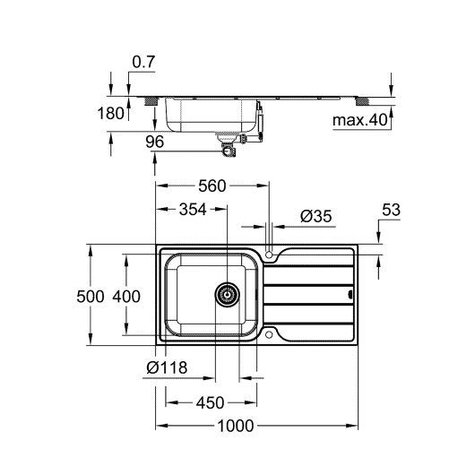 Мийка для кухні із нержавіючої сталі Grohe K500 (31563SD1), изображение 4