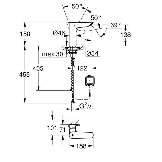 Змішувач для раковини з сенсорним керуванням Grohe Eurosmart New (23975003), изображение 3
