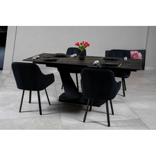 Стіл ЛУАРА 140(200)*80*76 Laminam Naturali Noir Desir (3mm)