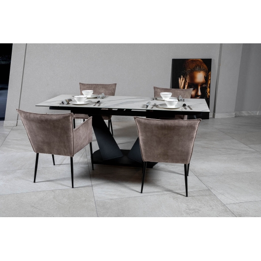 Стіл ЛУАРА 140(200)*80*76 Laminam Bianco Statuario Venato (3mm)