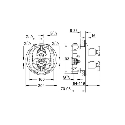 Термостат верхньої монтажної частини Grohe Atrio (19395000), изображение 2