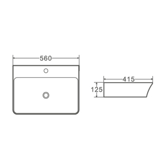 Умивальник накладний керамічний Mixxus Premium Bevel-0202 з переливом 560x415x125mm (MP6481), изображение 2