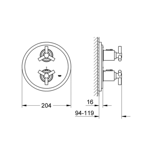 Термостат верхньої монтажної частини Grohe Atrio (19394000), изображение 2